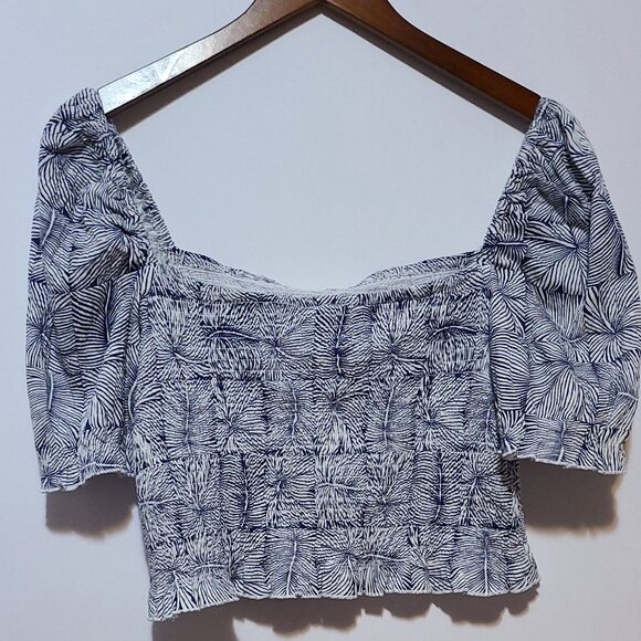 ROXY SUNSET WALKS SMOCKED CROP TOP PUFF SLEEVES SQUARE NECK ADULT SIZE XXL - Picture 12 of 12